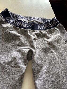 Gymshark Grey Heather Leggings with Navy Branded Waistband